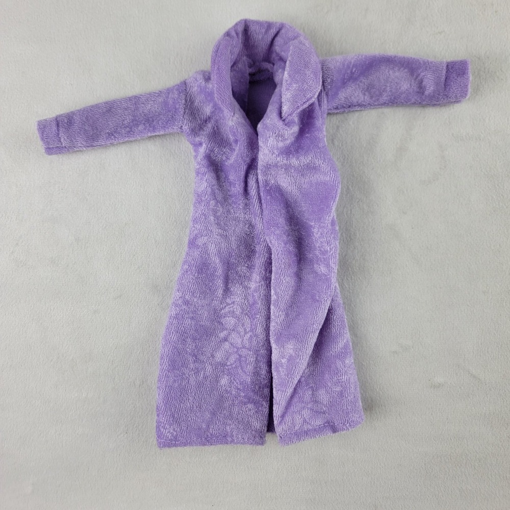 Barbie Fashion Fun Purple Terry Cloth Robe Long Spa Accessory Vintage 80s Soft